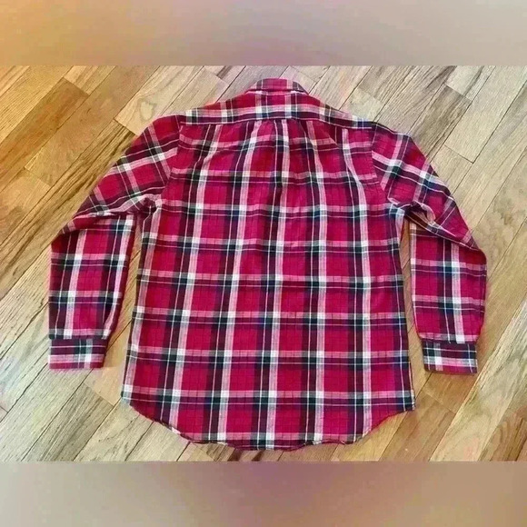 Ralph Lauren Flannel Button Down Collared Shirt Red White Black Plaid Mens Sz L - Picture 8 of 14